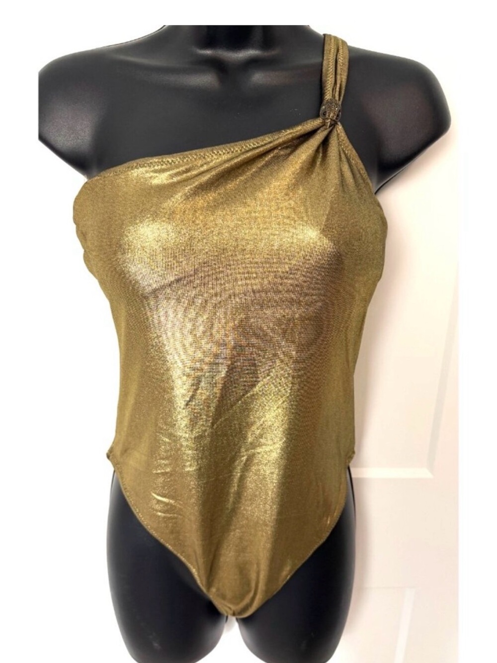 NWOT Kurt Geiger Bronze Gold One-Shoulder One-Piece Swimsuit